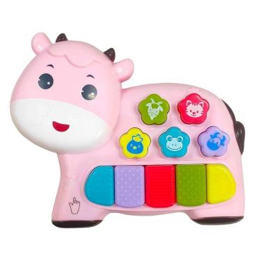 Imagem de Piano Infantil Teclado Musical Vaquinha Com Luz -  AXM 227