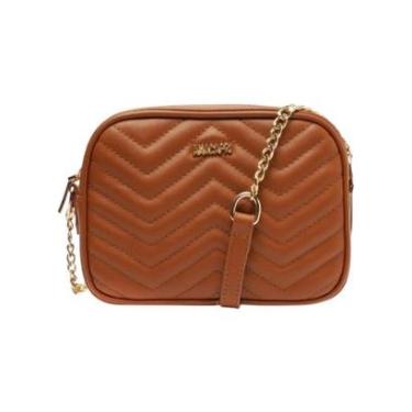 Imagem de Bolsa Feminina Anacapri Tiracolo Matelassê Zig Zag Pequena Marrom-Feminino