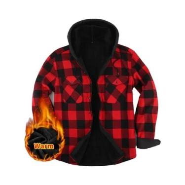 Imagem de Camisa Xadrez Masculina plus Size De Manga Longa Com Forro De Lã Quent