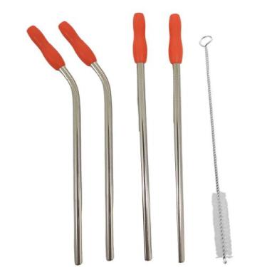 Imagem de Canudo Ecologico Aço Inox Reutilizavel Kit 4 Peças MilkShake Bebida Vi