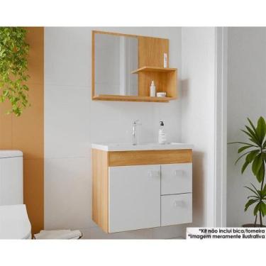 Imagem de Balcão p/ Banheiro Isa c/ Cuba + Espelho Cinamomo/Branco MGM