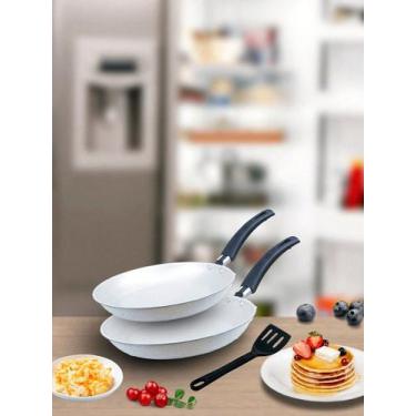 Imagem de Kit Frigideiras Antiaderentes 18cm e 22cm Espátula  Conjunto 2 Peças -
