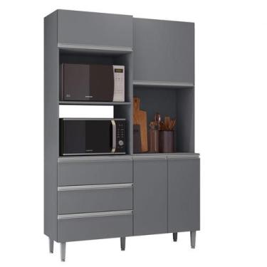 Imagem de Armário para Cozinha Kit Livia 120 cm Cinza Fosco - AJL - AJL Móveis