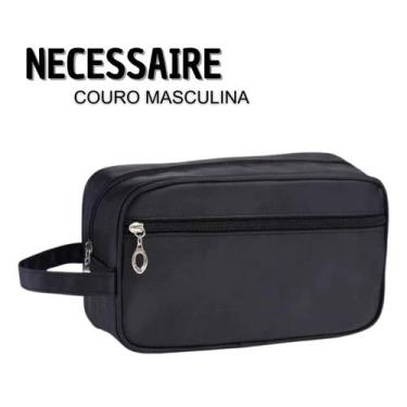 Imagem de Necessaire de Couro Masculina Com Alça Lateral - New Bag, Preto