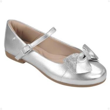 Imagem de Sapatilha Infantil Pampili Angel 10 Laço De Strass Prata-Feminino
