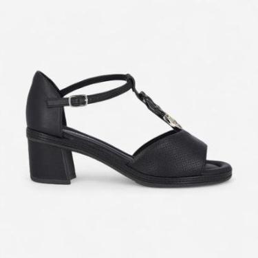 Imagem de Sandália Piccadilly Salto Bloco Preta-Feminino