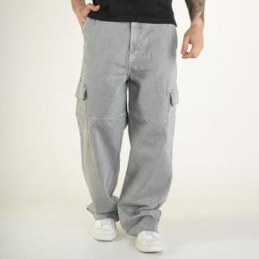 Imagem de Calça Wide Leg John John Cargo Cinza Claro-Masculino