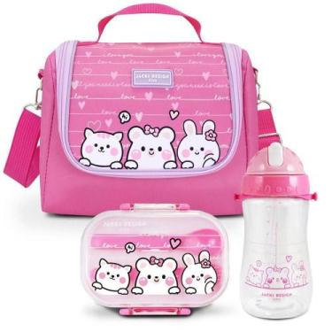 Imagem de Kit Infantil 3pçs - Bolsa Térmica, Pote P/ Lanche 400ml E Garrafa 460m