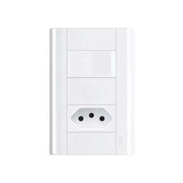 Imagem de Interruptor Simples E Tomada 2p+t 10a Fame Modulare Com Placa 4x2 Bran