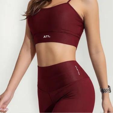 Imagem de Top de Alça Fina Fitness Feminino Atletyca  Conforto, Bordô, G