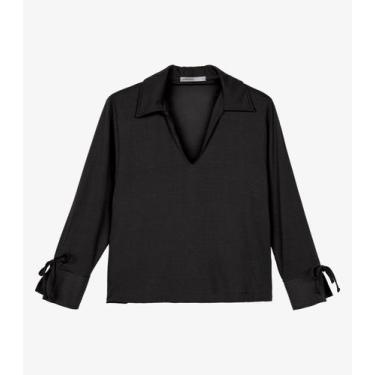 Imagem de Camisa Feminina Manga Longa Decote V Endless Preto, P, Preto
