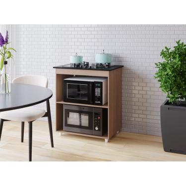 Imagem de Balcão para Cooktop 4 Bocas Lívia com Nichos para Forno e Micro-ondas Savana Mobília Decor