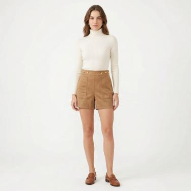Imagem de Short Suede Box Cintura Alta Tecido Premium Feminino 180057-Feminino