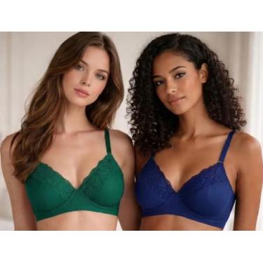 Imagem de Sutiã Sem Bojo Kit 2 Sutian Soutien com Renda Lingerie Sutiã Sutia Sem