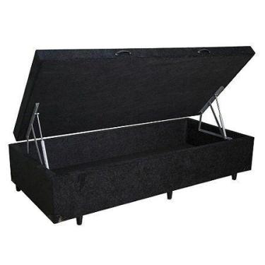 Imagem de Baú solteiro preto suede - RR Colchões