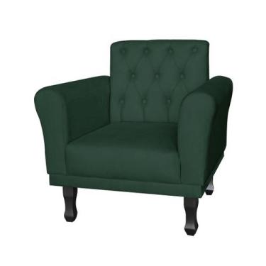 Imagem de Poltrona Decorativa Pés Luis VX Para Recepção Classic Suede Verde - LM
