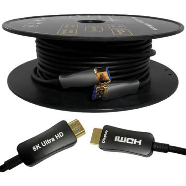 Imagem de Cabo Hdmi 2.1 Fibra Óptica 8k 60hz 48g Ouro 60 Metros - Wincabos