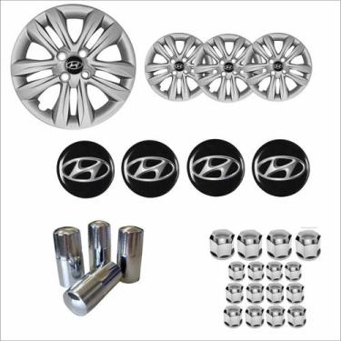 Imagem de Jogo Calota Aro 15 HB20 Hatch Sedan 2016 à 2018 + Emblema Resinado + T