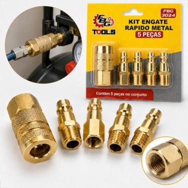 Imagem de Kit Conjunto De Engates Rápido Metal 5 Peças Uso Versátil Engate Pino 