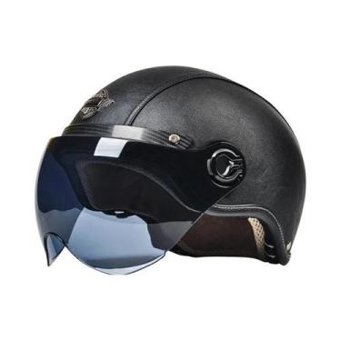 Imagem de Capacete De Couro Vintage Para Motociclistas Masculinos Com Viseira Ha