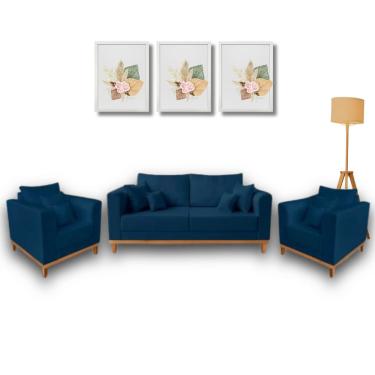 Imagem de  Conjunto de Sofá Beny 3 Peças, 1 Sofá 1,80m e 2 Poltronas, Tecido Linho.