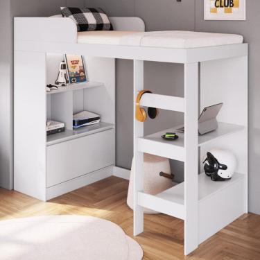 Imagem de Cama de Solteiro Alta com Escrivaninha Embutida para Colchão 188x78cm Multimóveis CR40147