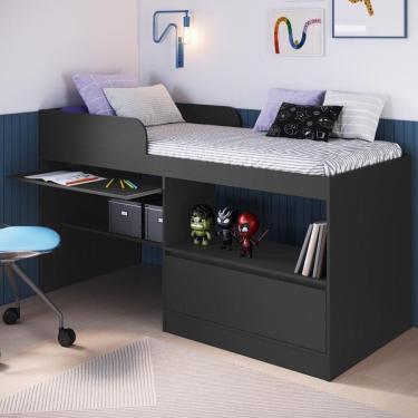 Imagem de Cama de Solteiro com Escrivaninha e 1 Porta para Colchão 188x78cm Multimóveis CR40148