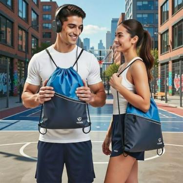 Imagem de Mochila Saco Impermeável Bolso Frontal Passagem Fone Ouvido - Academia