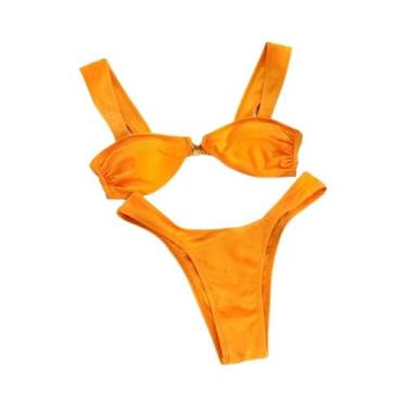 Imagem de Conjunto De Biquíni De Corte Alto Para Mulheres, Moda Sexy Com Detalhe
