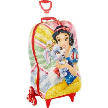 Imagem de Mala Infantil 3+ Pré Escola Creche Menina Branca De Neve 3d Com Rodinh