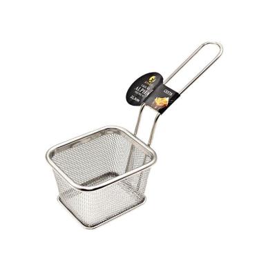 Imagem de Cesto para Fritura Premium em Aço Inox com Cabo Longo em Malha Aramada para Cozinha Inox