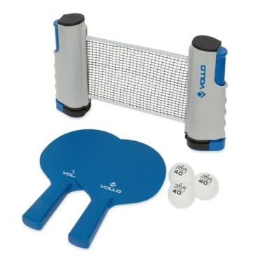 Imagem de Kit de Ping Pong 6 Peças Rede Bolas Raquetes Bolsa de Malha Tênis de Mesa Vollo