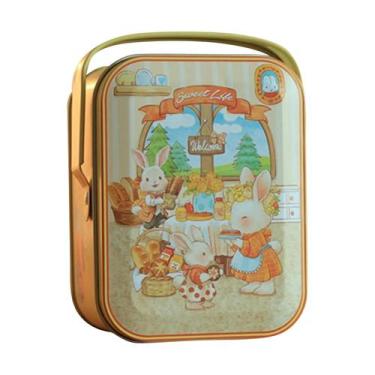 Imagem de Lata De Metal Retrô Coelhinho Branco Para Doces, Biscoitos E Presentes