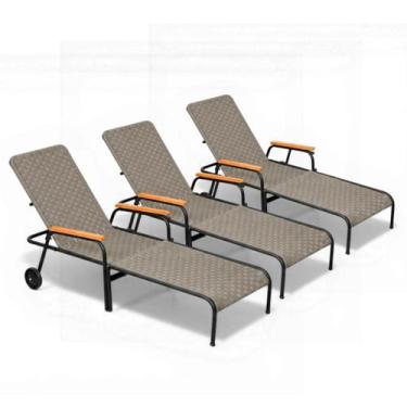 Imagem de Kit 3 Espreguiçadeiras AcquaFlex - Type Decor, Preto/Fendi