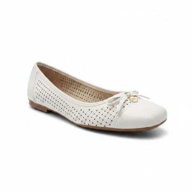 Imagem de Moleca Sapatilha Bico Quadrado Laço Branco Off Charme Diário -, Branco