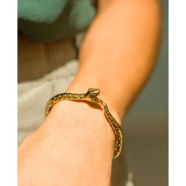 Imagem de Bracelete Folheado 18K Cobra Dourado Holográfico - NoBrand