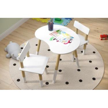 Imagem de Mesa Infantil Grão Mesa Orgânica - Casa Darte, Branco, MDF e Madeira, 