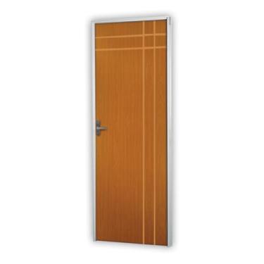 Imagem de Kit Porta de Madeira Decorada 215x85cm com Batente de Aço 06cm Mantiqu