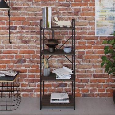 Imagem de Estante com 4 Prateleiras 118x45x33cm Yon Marrom/Terracota/Preto - Met