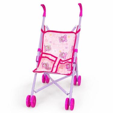 Imagem de Carrinho de Boneca Infantil Dobrável Rosa para Passeio Ark Toys 3+ Ano