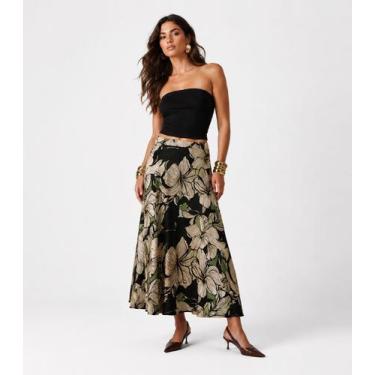 Imagem de Saia Midi Feminina Molicotton Viscose Infinita Cor Verde, G, Verde