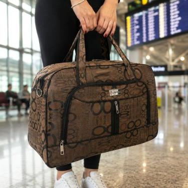 Imagem de Bolsa Mala Sacola Bagagem Couro De Viagem Com Alça Estampada - Genéric