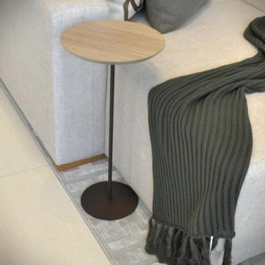 Imagem de Mesa Lateral Karla - Média, Tampo Redondo Itapuã e Base Aço Corten. Be