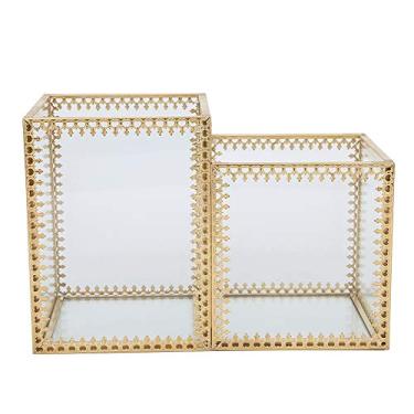 Imagem de Caixa de armazenamento de pincel, recipiente de almofadas de algodão, caixa de armazenamento de ferramentas de arte de unhas de design elegante durável, salão de unhas para loja doméstica Almofadas de algodão de escova (caixa de armazenamento de dois compartimentos)