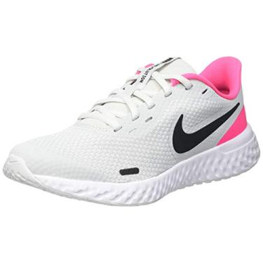 Imagem de Nike Big Girls Revolution 5 Running Sneakers, Photon Dust, Black Pink Glow, 7.0 Big Kid M