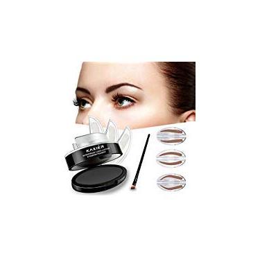 Imagem de GL-Turelifes 3 pares de selos de sobrancelha com pincel de sobrancelha Perfect Eye Sow Power One Second Make Up Nature Brow(preto e cinza)