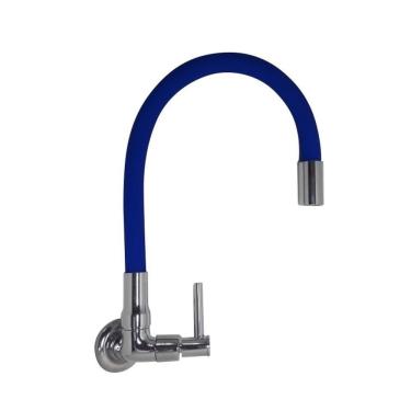 Imagem de Torneira Flexível Azul Bica Móvel Parede 1/4 Volta C34