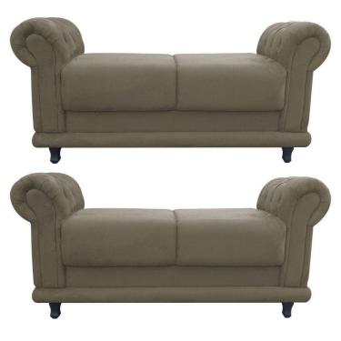 Imagem de Kit 2 Recamier Barcelona Namoradeira Suede Marrom Rato