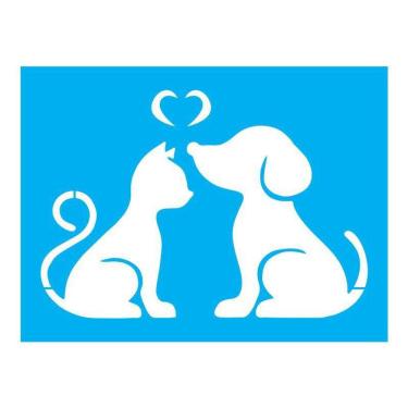 Imagem de Stencil Tamako Cão E Gato - 15X20Cm - Ref A3414