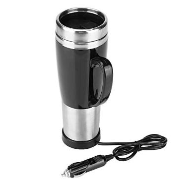 Imagem de Copo de aquecimento de carro, 450 ml de aço inoxidável para viagem elétrico copo de café 12 V, caneca de viagem aquecida elétrica 24 V carro chaleira aquecedor de café caneca copo para viagem de inverno (24 V)